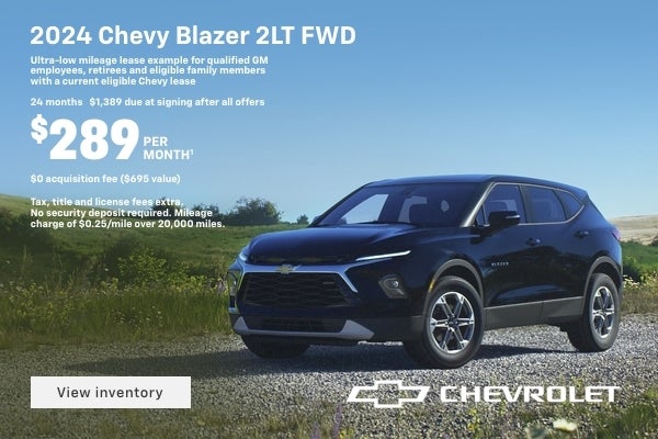 2024 Chevy Blazer 2LT FWD. Ultra-low mileage lease example for qualified GM employees, retirees a...